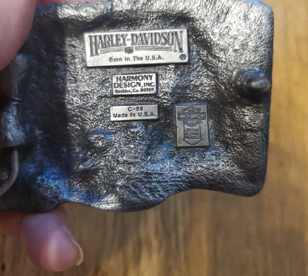 Harley-Davidson Patriotic Eagle Flag Belt Buckle 1989 Siskiyou- Red, White, Blue